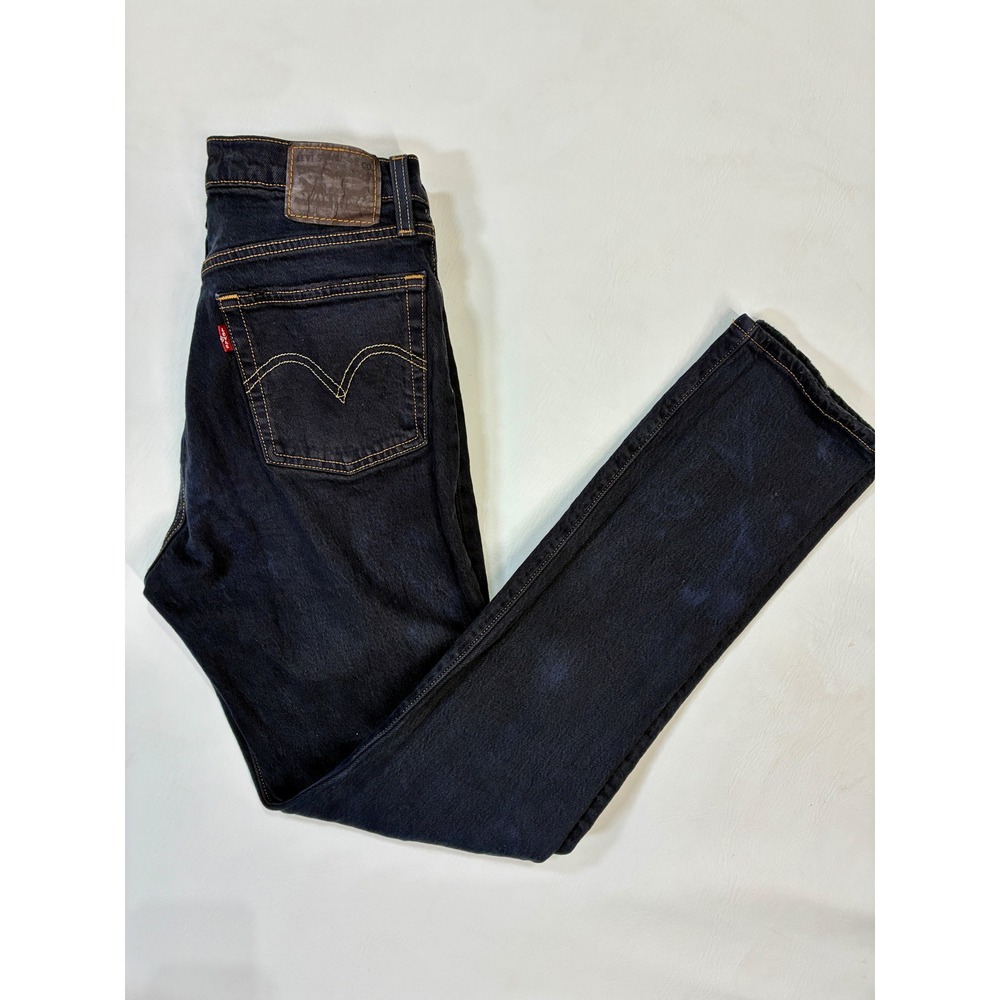 Levi's 501 Dark Wash Denim Jeans Distressed Ripped‎ Raw Hem Button Fly - Picture 12 of 13